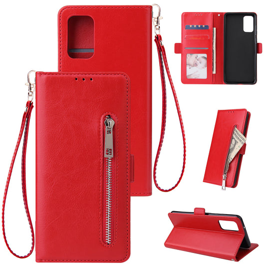 For Samsung Galaxy S20 Plus / S20 Plus 5G Magnetic Absorbed Zipper Leather Shell - Red
