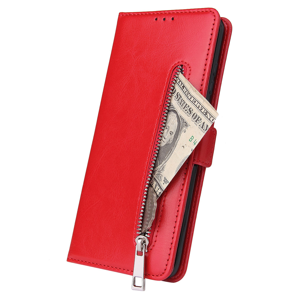 For Samsung Galaxy S20 Plus / S20 Plus 5G Magnetic Absorbed Zipper Leather Shell - Red