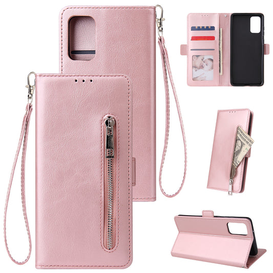 For Samsung Galaxy S20 Plus / S20 Plus 5G Magnetic Absorbed Zipper Leather Shell - Rose Gold