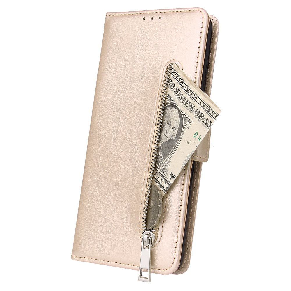 For Samsung Galaxy S20 Plus / S20 Plus 5G Magnetic Absorbed Zipper Leather Shell - Gold