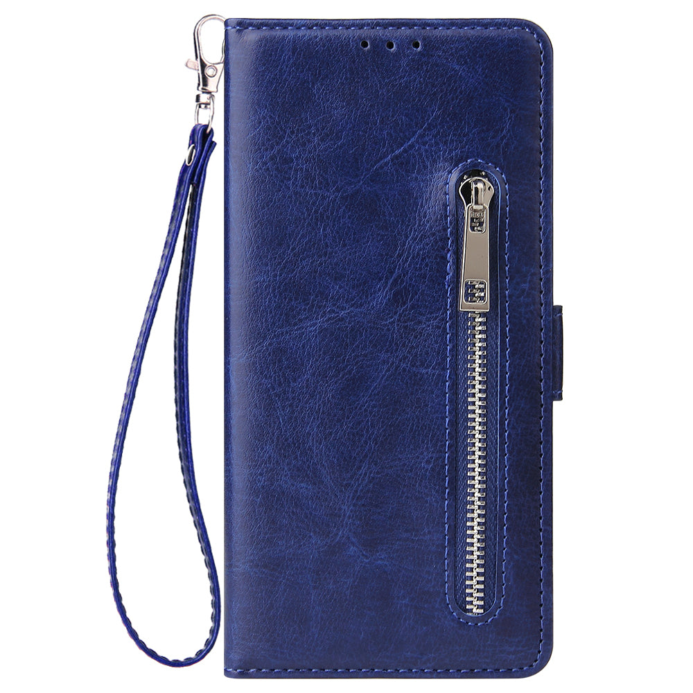 For Samsung Galaxy S20 Plus / S20 Plus 5G Magnetic Absorbed Zipper Leather Shell - Blue