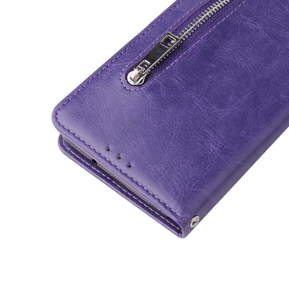 For Samsung Galaxy S20 Plus / S20 Plus 5G Magnetic Absorbed Zipper Leather Shell - Purple