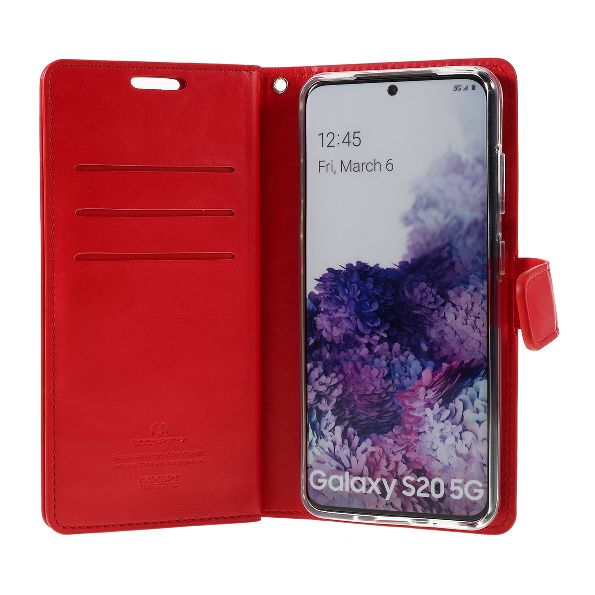 MERCURY GOOSPERY Mansoor Series Wallet Style Leather Cover Case for Samsung Galaxy S20 4G/S20 5G Red