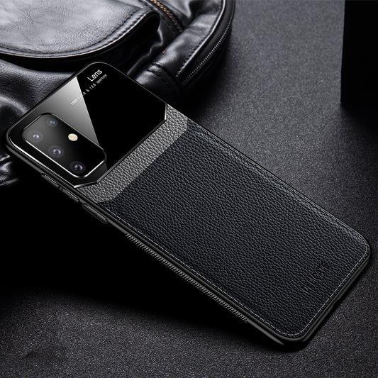 Acrylic+PU Leather+TPU Phone Back Case for Samsung Galaxy S20 Plus / S20 Plus 5G - Black