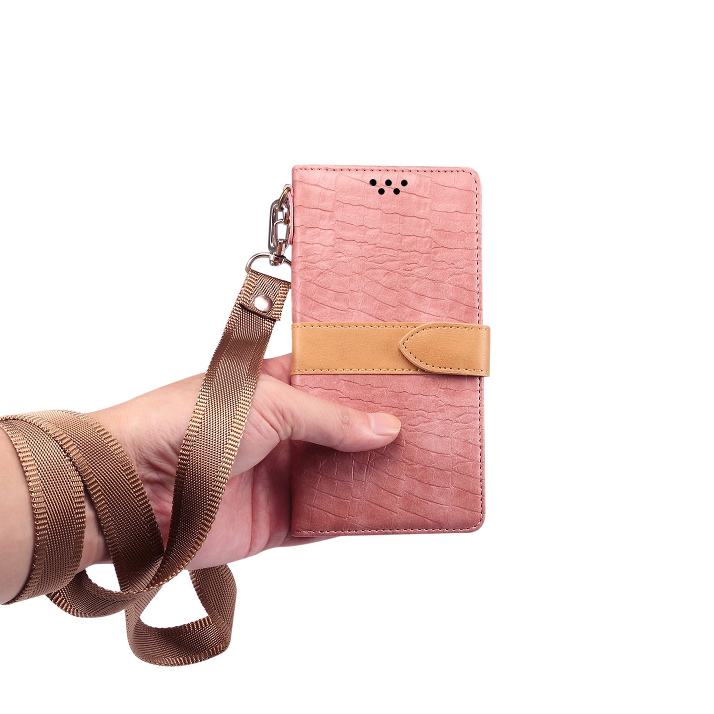Crocodile Skin Leather Wallet Stand Case for Samsung Galaxy S20 4G/S20 5G - Pink