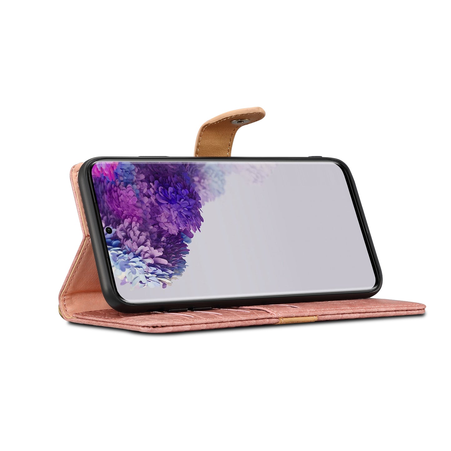 Crocodile Skin Leather Wallet Stand Case for Samsung Galaxy S20 4G/S20 5G - Pink