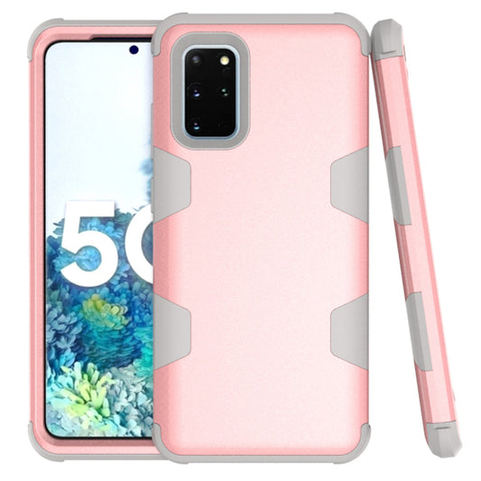 Anti-dust Shock-proof Silicone + PC Shell for Samsung Galaxy S20 4G/S20 5G - Grey / Rose Gold