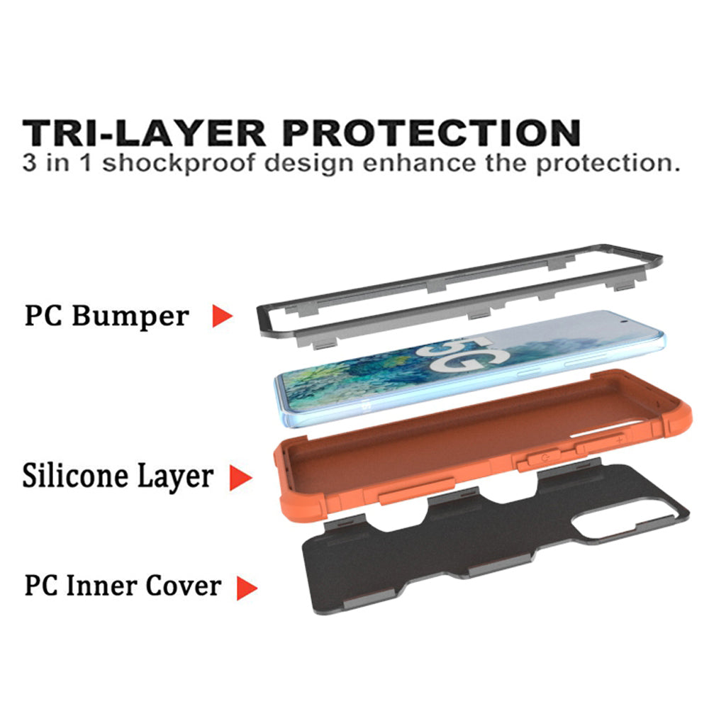 Special Silicone + PC Combo Back Case for Samsung Galaxy S20 Plus - Orange / Grey