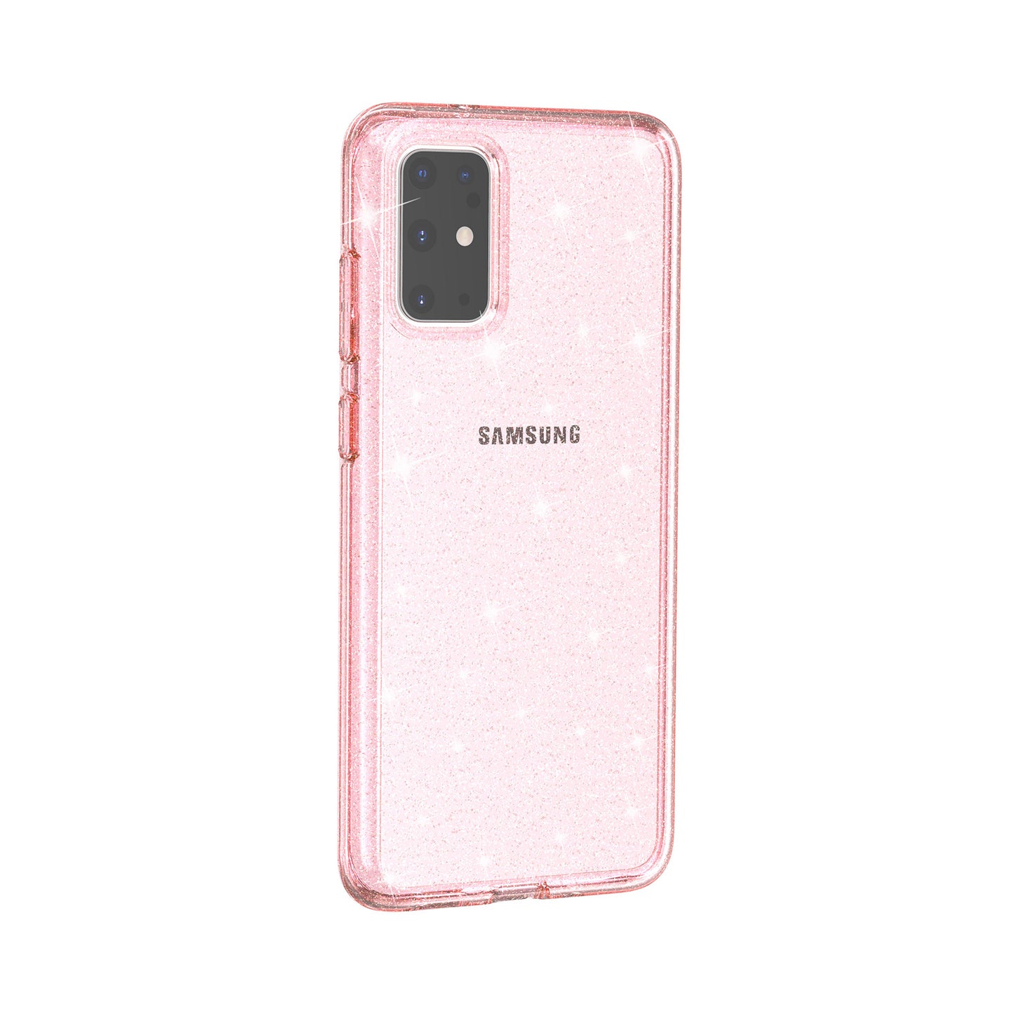Glittery Powder PC TPU Hybrid Phone Case Covering for Samsung Galaxy S20 Plus/S20 Plus 5G - Pink