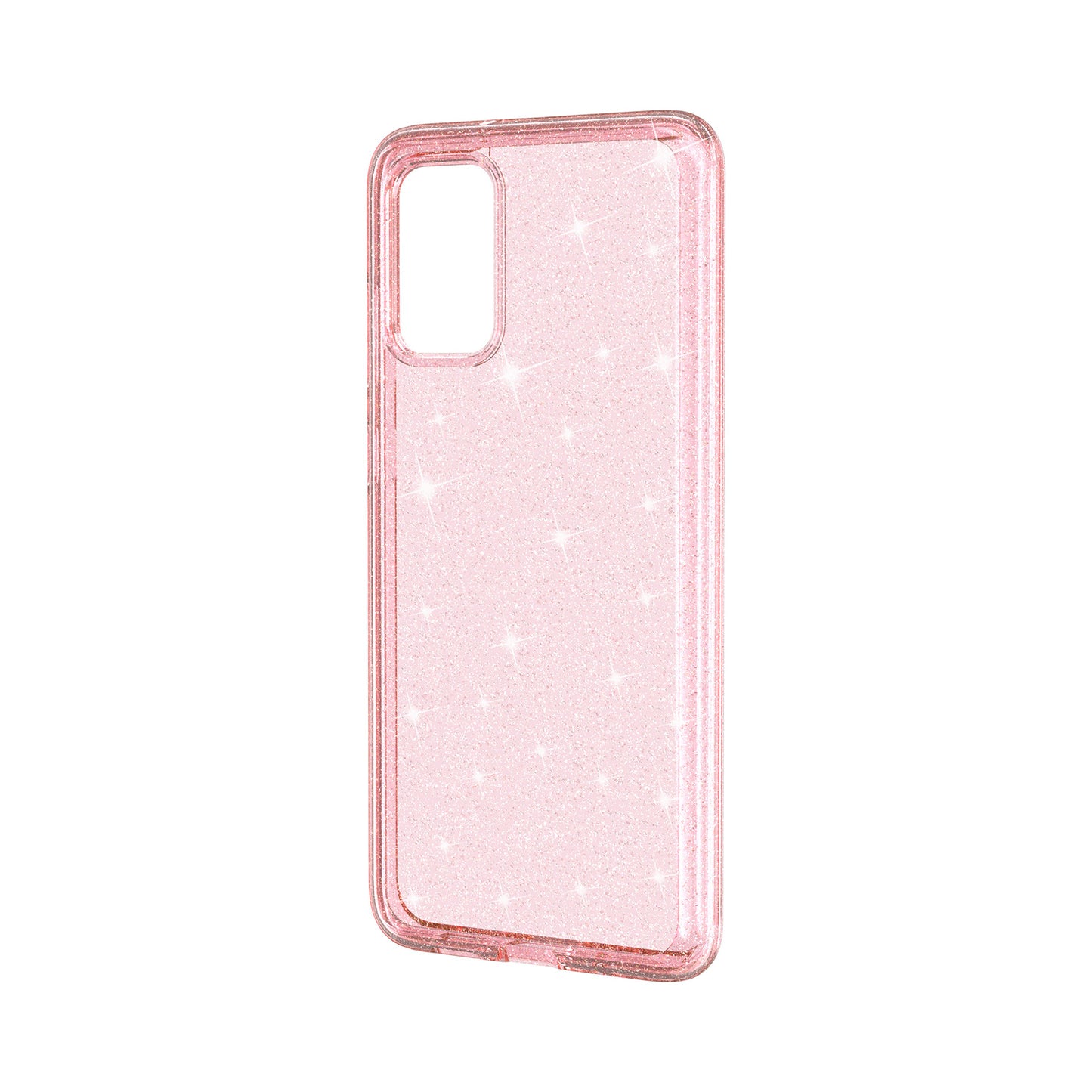 Glittery Powder PC TPU Hybrid Phone Case Covering for Samsung Galaxy S20 Plus/S20 Plus 5G - Pink