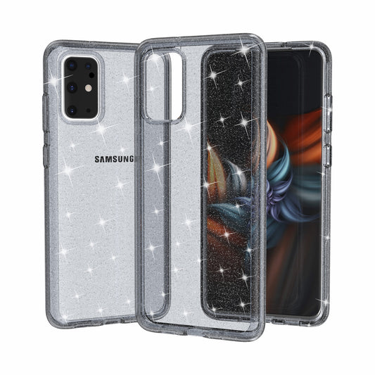 Glittery Powder PC TPU Combo Phone Case Covering for Samsung Galaxy S20 4G/S20 5G - Black