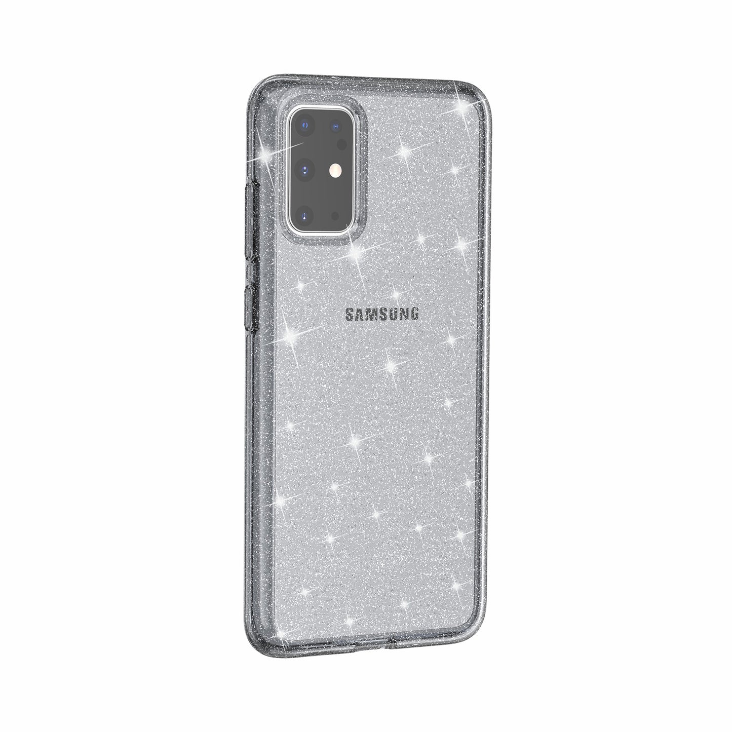 Glittery Powder PC TPU Combo Phone Case Covering for Samsung Galaxy S20 4G/S20 5G - Black
