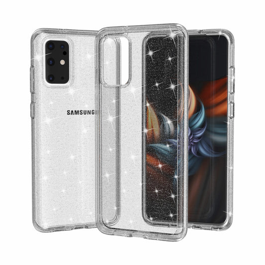 Glittery Powder PC TPU Combo Phone Case Covering for Samsung Galaxy S20 4G/S20 5G - Silver