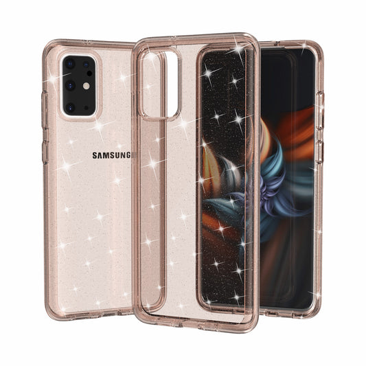 Glittery Powder PC TPU Combo Phone Case Covering for Samsung Galaxy S20 4G/S20 5G - Gold