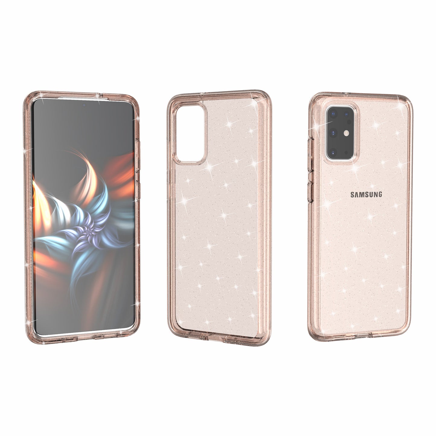 Glittery Powder PC TPU Combo Phone Case Covering for Samsung Galaxy S20 4G/S20 5G - Gold