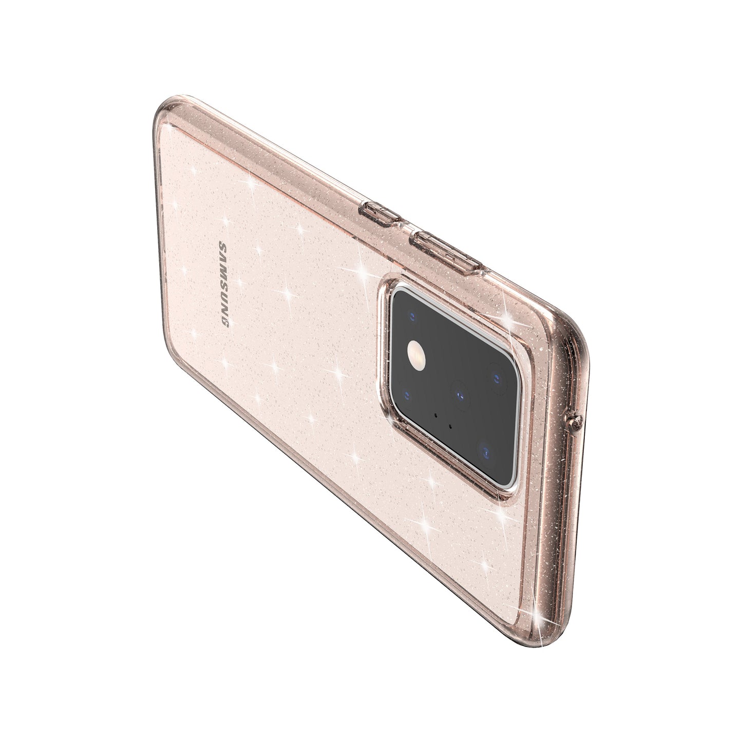 Glittery Powder PC TPU Hybrid Phone Case Covering for Samsung Galaxy S20 Ultra - Gold