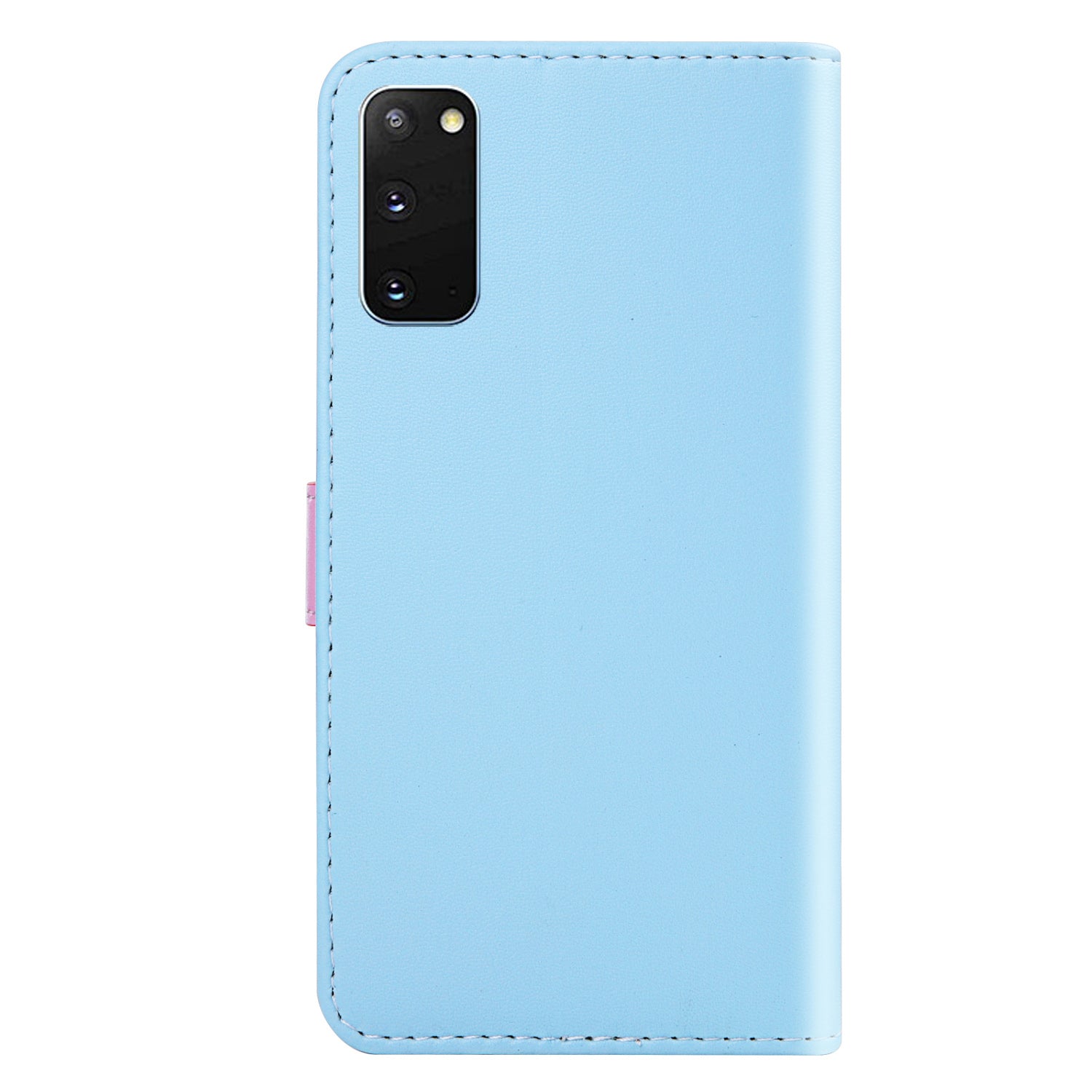 Tricolor PU Leather Unique Wallet Stand Case for Samsung Galaxy S20 4G/S20 5G - Blue/Purple/Grey