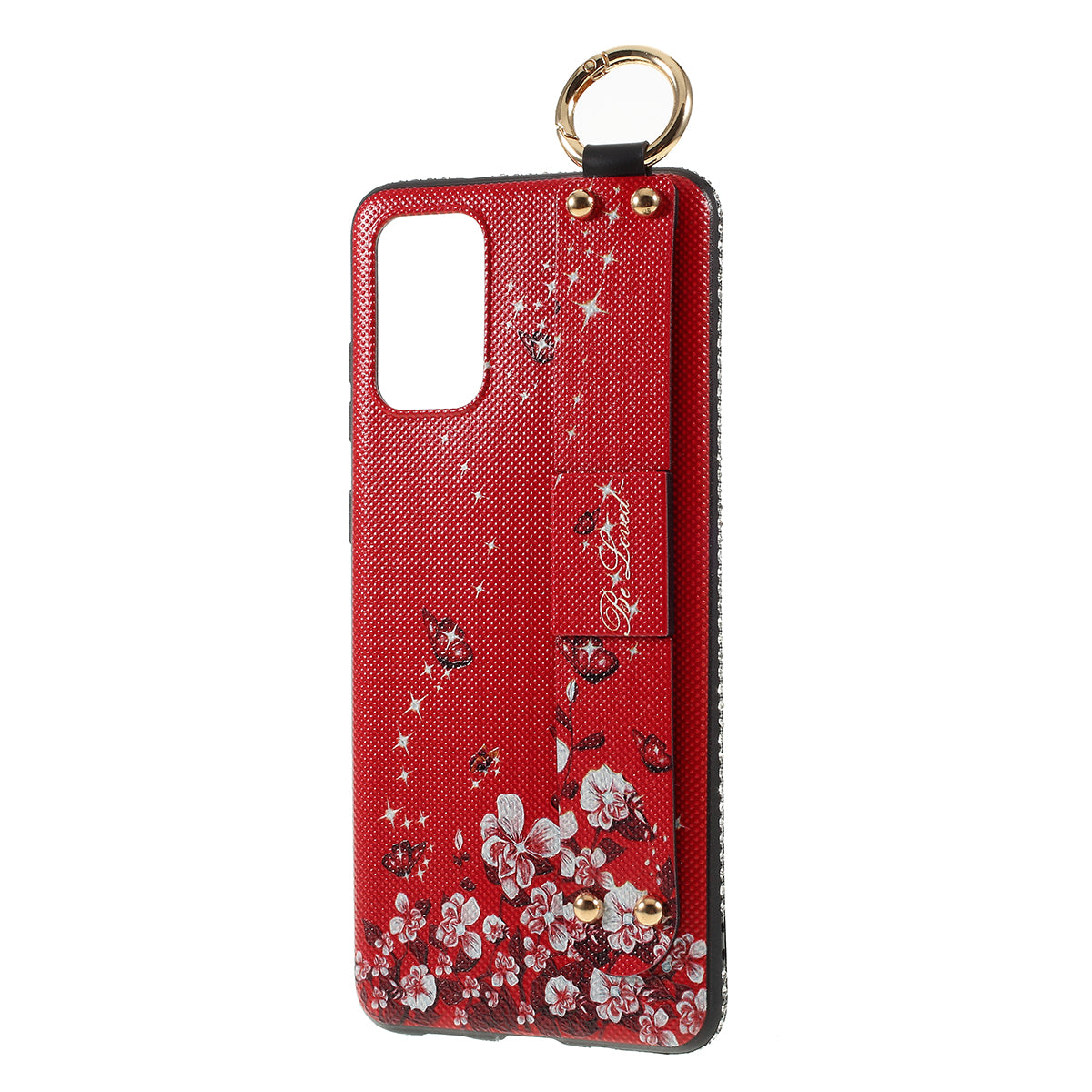 For Samsung Galaxy S20 Plus Flower Pattern Rhinestone Decor TPU Shell with Hand Strap - Red