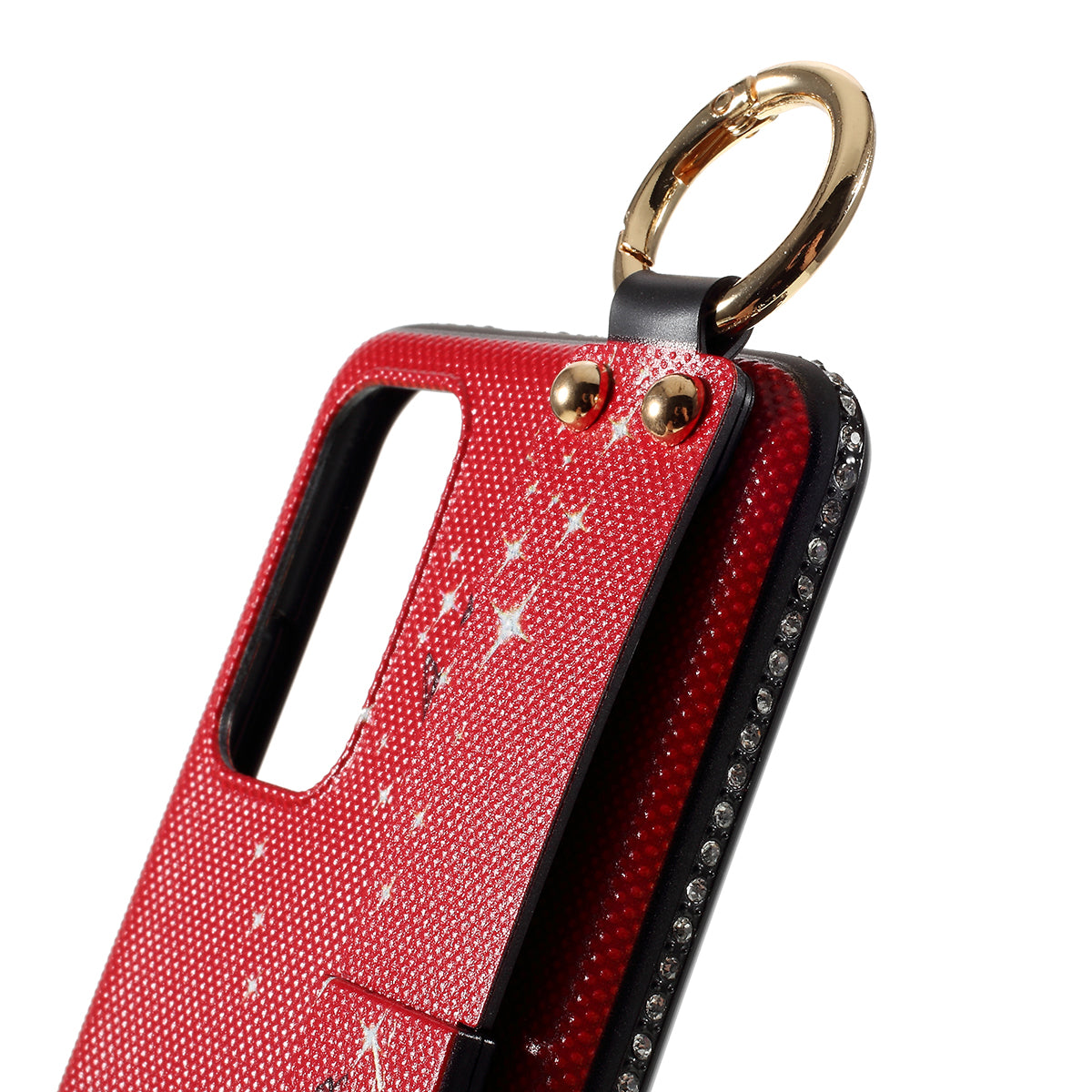 For Samsung Galaxy S20 Plus Flower Pattern Rhinestone Decor TPU Shell with Hand Strap - Red