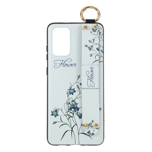For Samsung Galaxy S20 Plus Flower Pattern Rhinestone Decor TPU Shell with Hand Strap - White