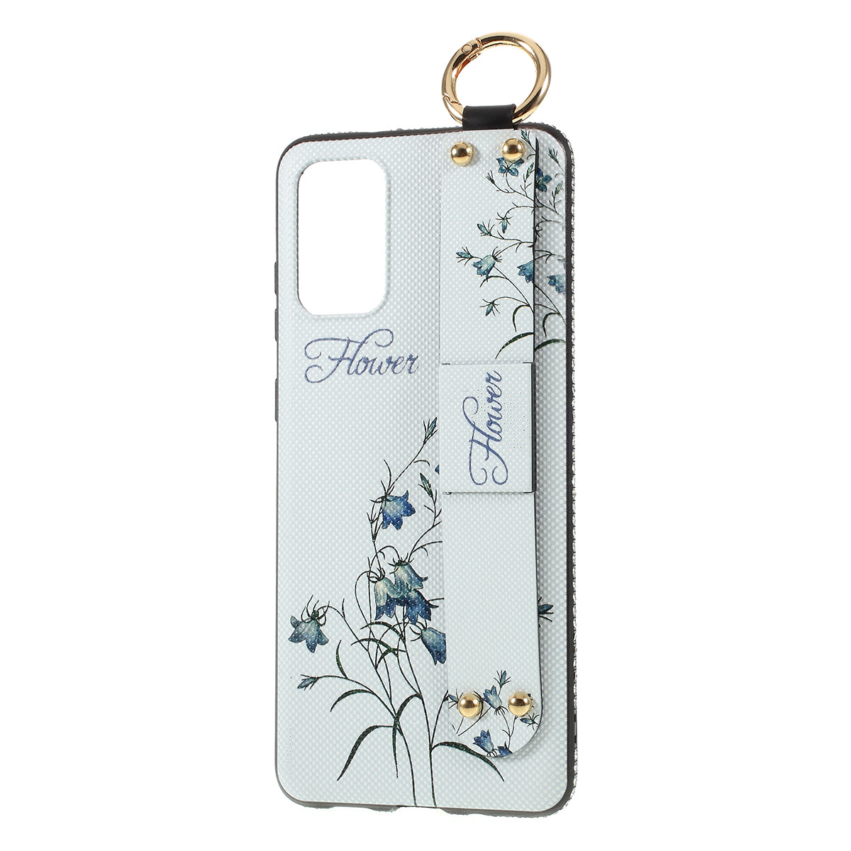For Samsung Galaxy S20 Plus Flower Pattern Rhinestone Decor TPU Shell with Hand Strap - White