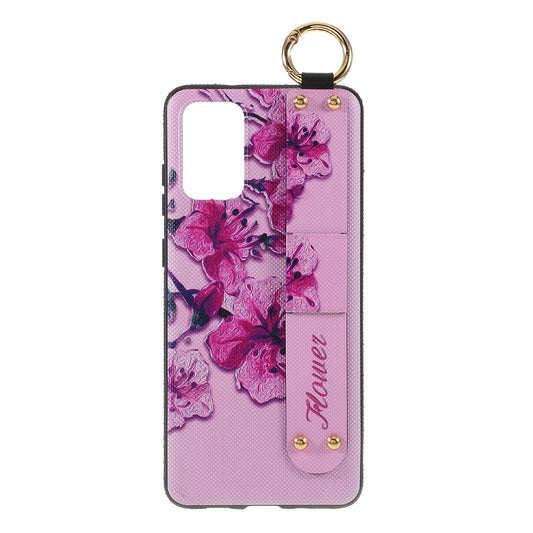 For Samsung Galaxy S20 Plus Flower Pattern Rhinestone Decor TPU Shell with Hand Strap - Pink