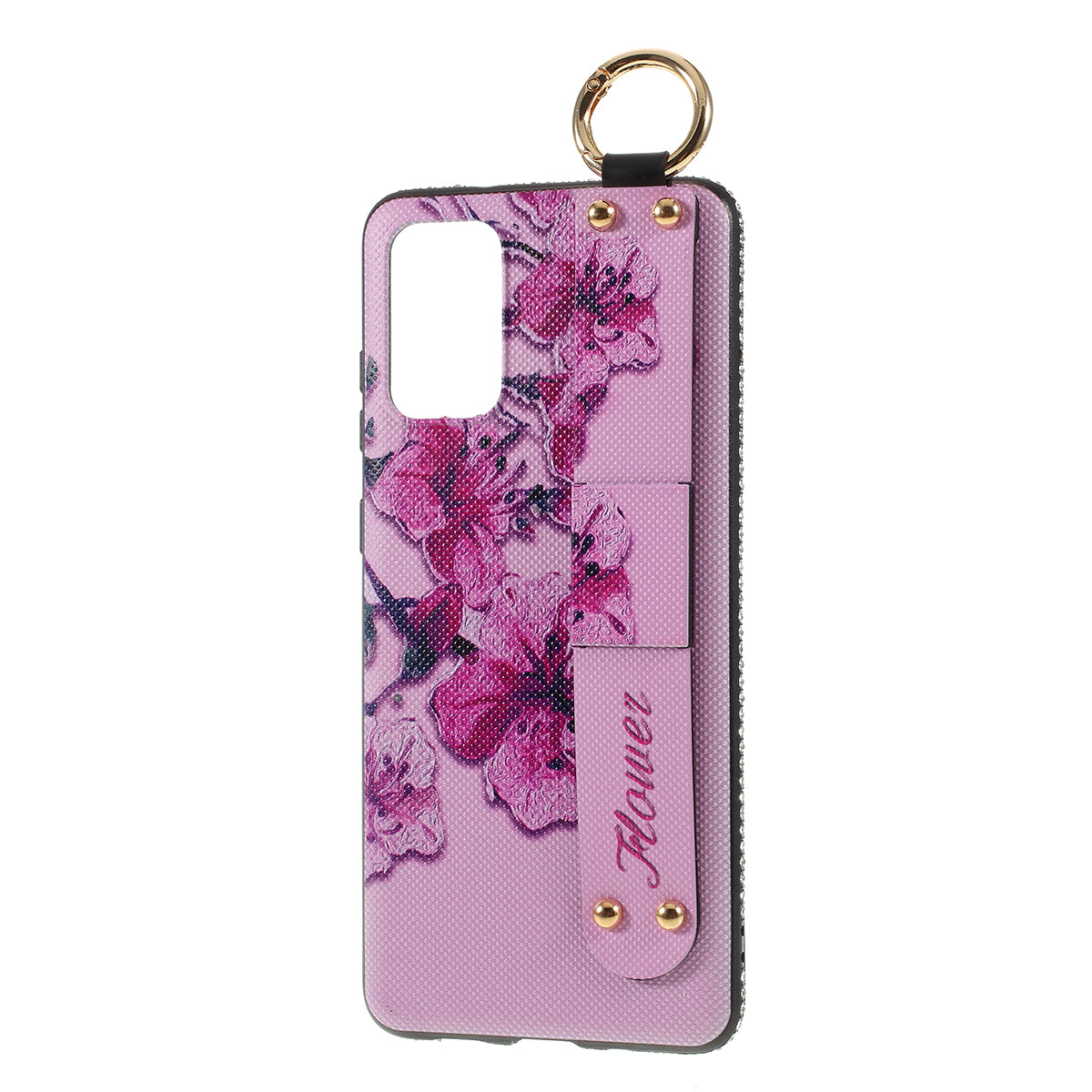 For Samsung Galaxy S20 Plus Flower Pattern Rhinestone Decor TPU Shell with Hand Strap - Pink