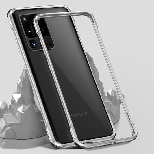 Le-Lock Series Shockproof Buckle Metal Frame Cover for Samsung Galaxy S20 Ultra - Silver
