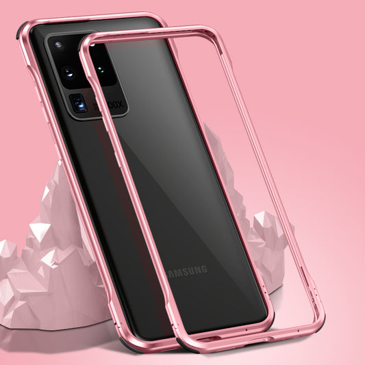 Le-Lock Series Shockproof Buckle Metal Frame Cover for Samsung Galaxy S20 Ultra - Rose Gold