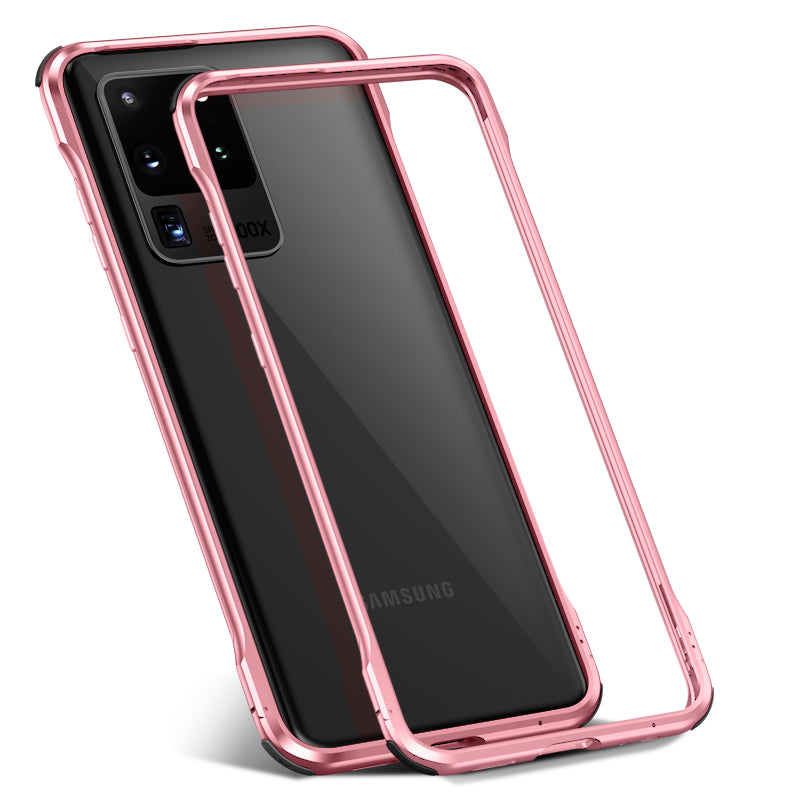 Le-Lock Series Shockproof Buckle Metal Frame Cover for Samsung Galaxy S20 Ultra - Rose Gold