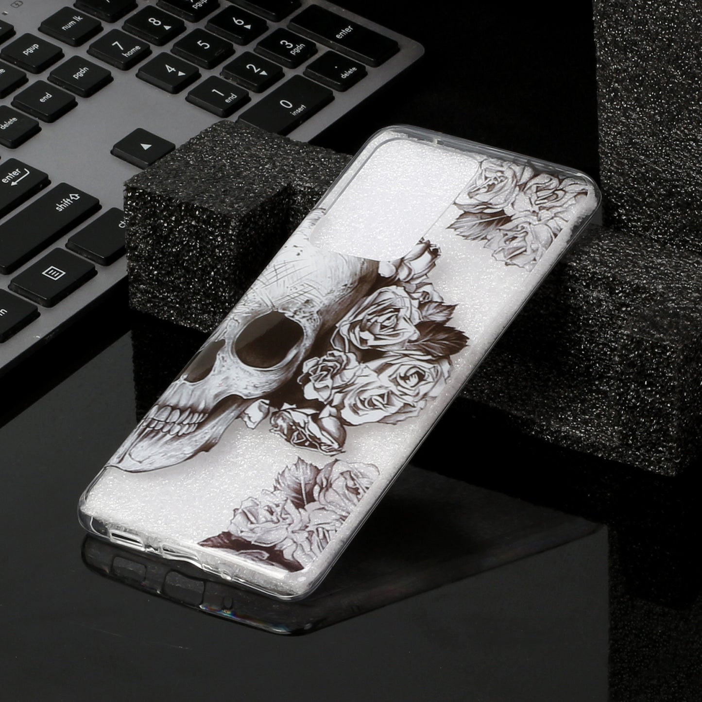 Pattern Printing IMD Design TPU Phone Protection Shell for Samsung Galaxy S20 Ultra - Skull