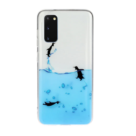 Pattern Printing IMD Design TPU Phone Protection Shell for Samsung Galaxy S20 4G/S20 5G - Penguin