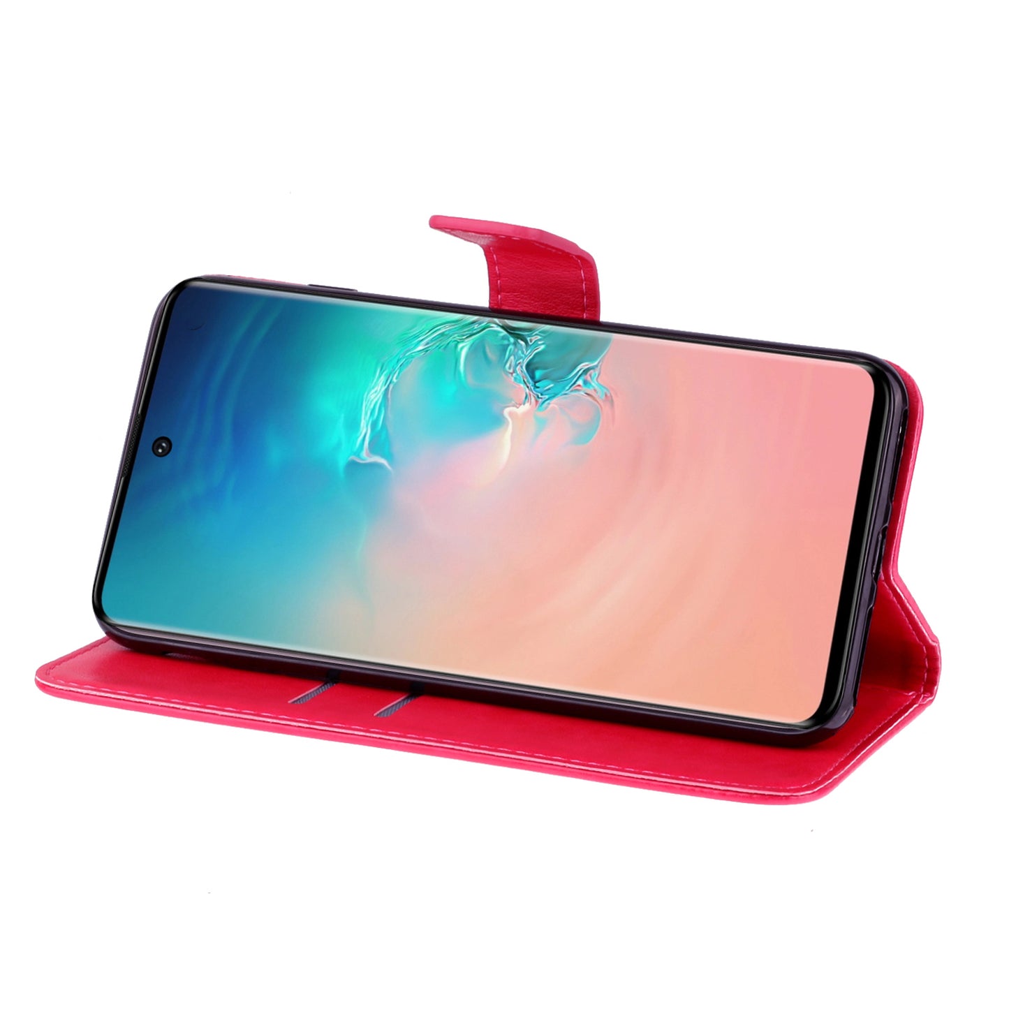 Imprint Dog Leather Wallet Case for Samsung Galaxy S20 4G/S20 5G - Red