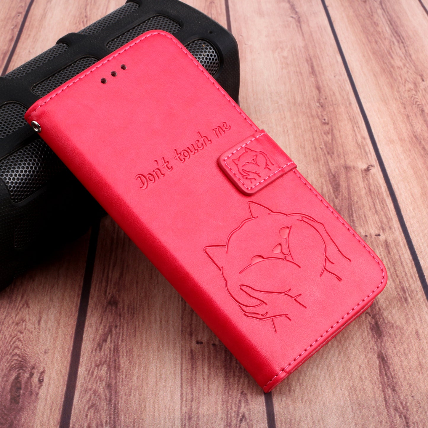 Imprint Dog Leather Wallet Case for Samsung Galaxy S20 4G/S20 5G - Red