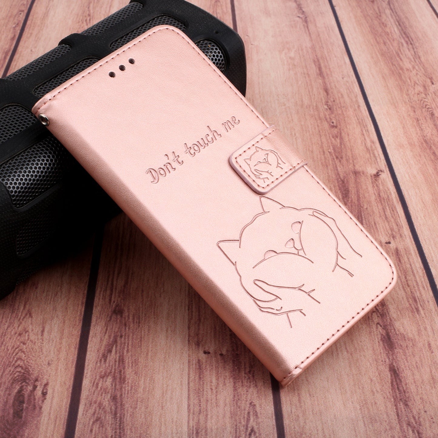 Imprint Dog Leather Wallet Case for Samsung Galaxy S20 4G/S20 5G - Rose Gold