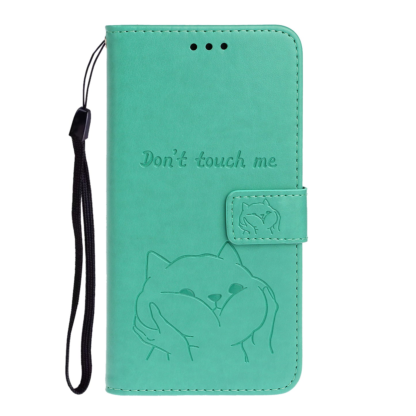 Imprint Dog Leather Wallet Case for Samsung Galaxy S20 4G/S20 5G - Cyan