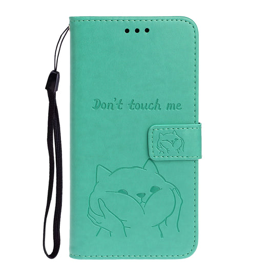 Imprint Dog Leather Wallet Case for Samsung Galaxy S20 4G/S20 5G - Cyan