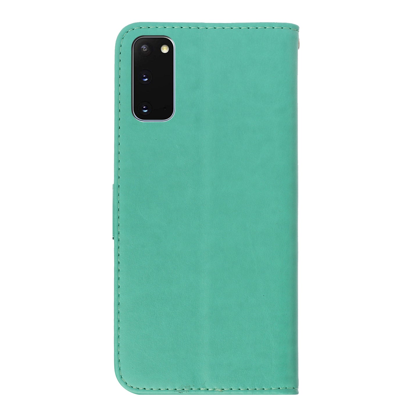 Imprint Dog Leather Wallet Case for Samsung Galaxy S20 4G/S20 5G - Cyan