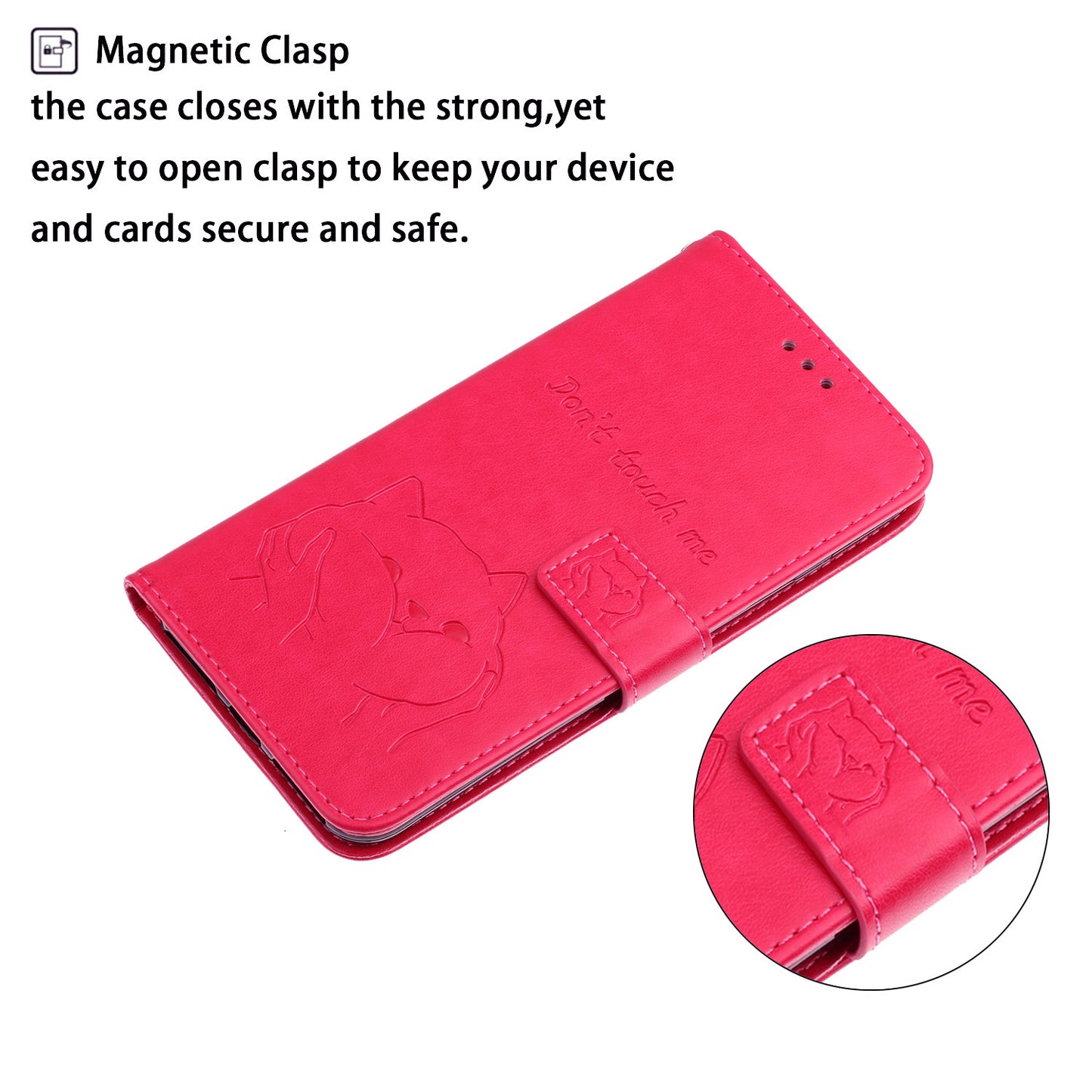 Imprint Dog Leather Wallet Stand Case for Samsung Galaxy S20 Plus - Red