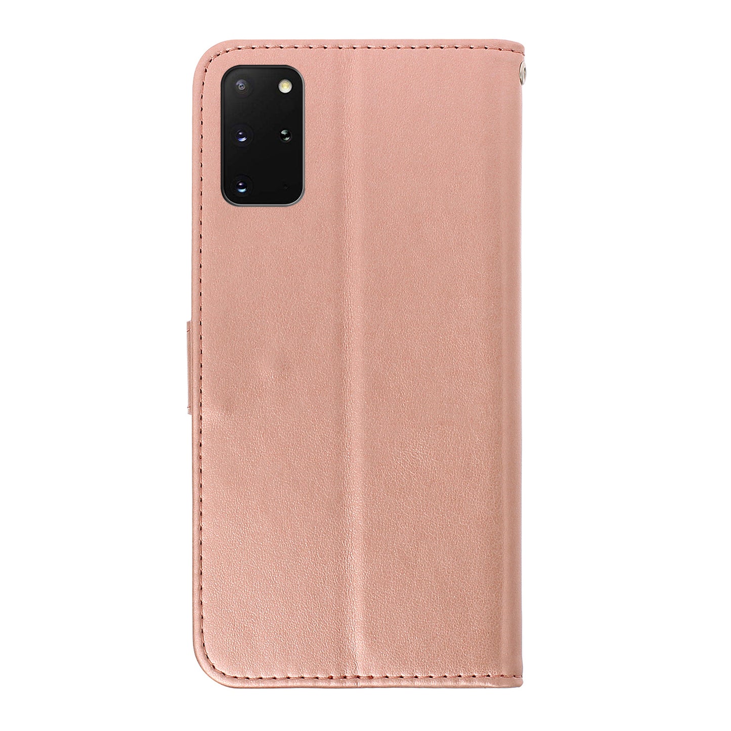 Imprint Dog Leather Wallet Stand Case for Samsung Galaxy S20 Plus - Rose Gold