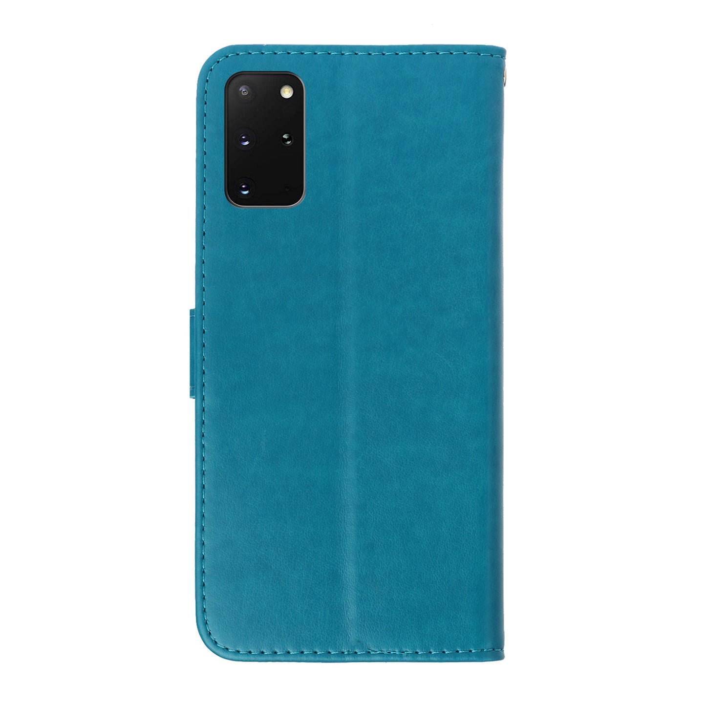 Imprint Dog Leather Wallet Stand Case for Samsung Galaxy S20 Plus - Blue