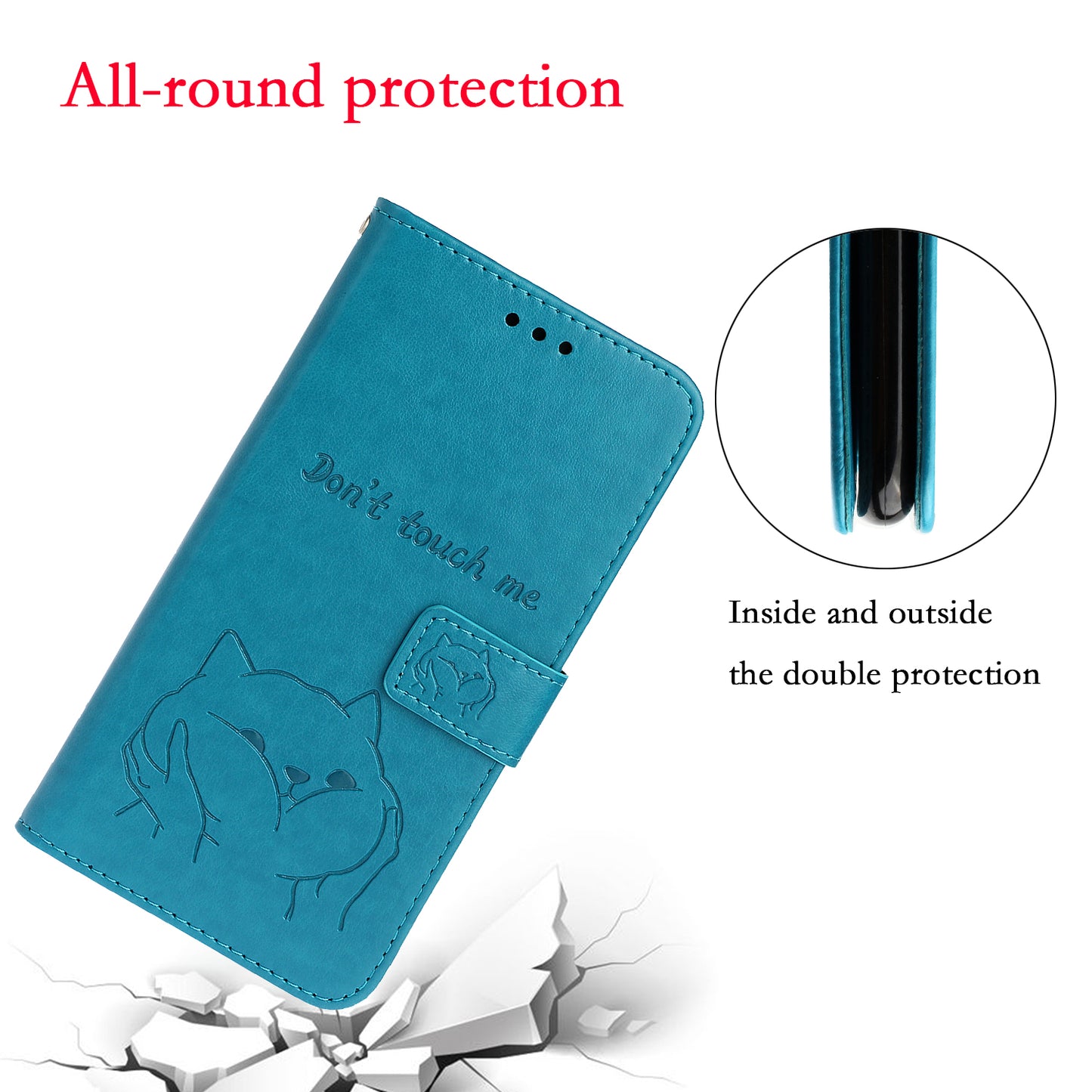 Imprint Dog Leather Wallet Stand Case for Samsung Galaxy S20 Plus - Blue
