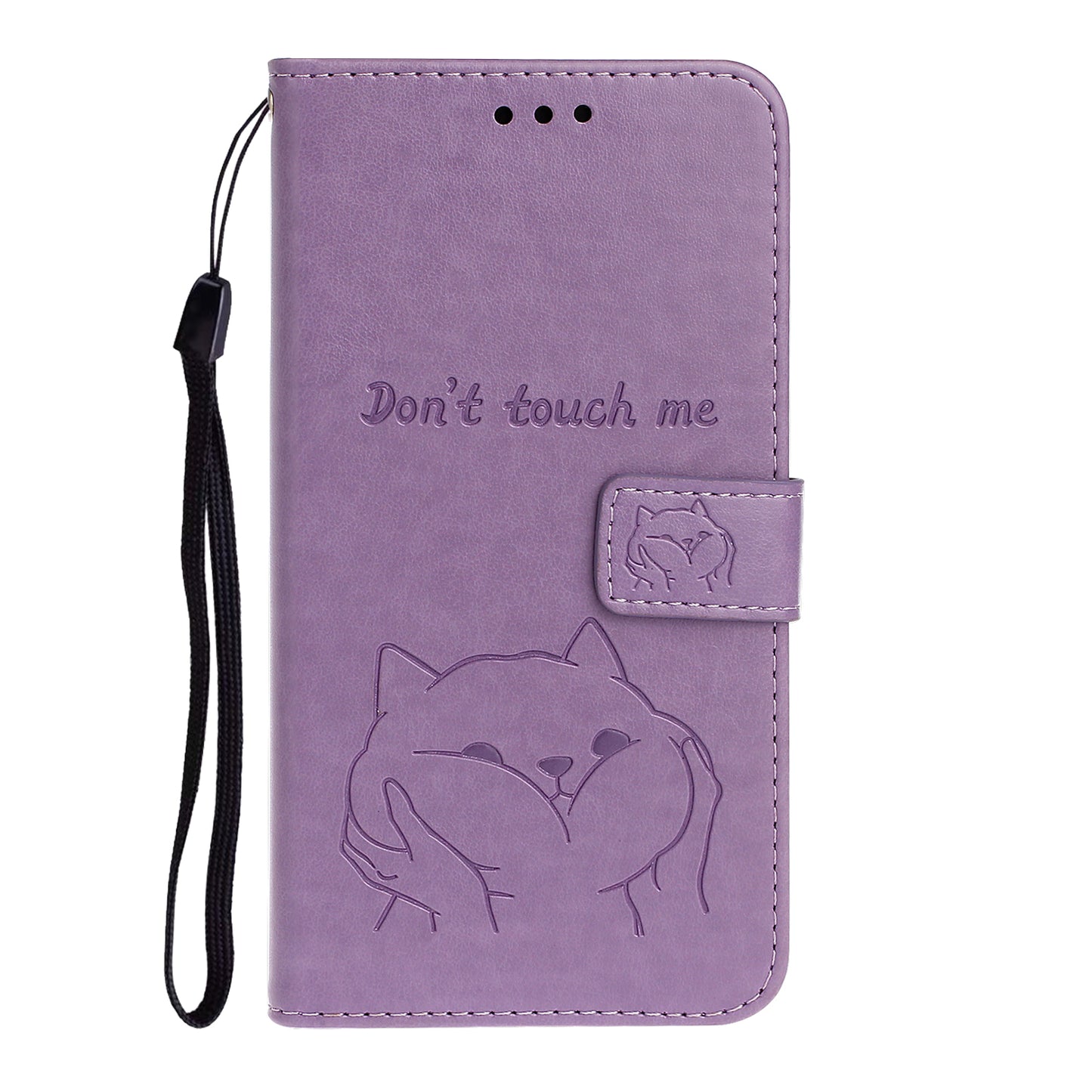 Imprint Dog Leather Wallet Stand Case for Samsung Galaxy S20 Plus - Purple