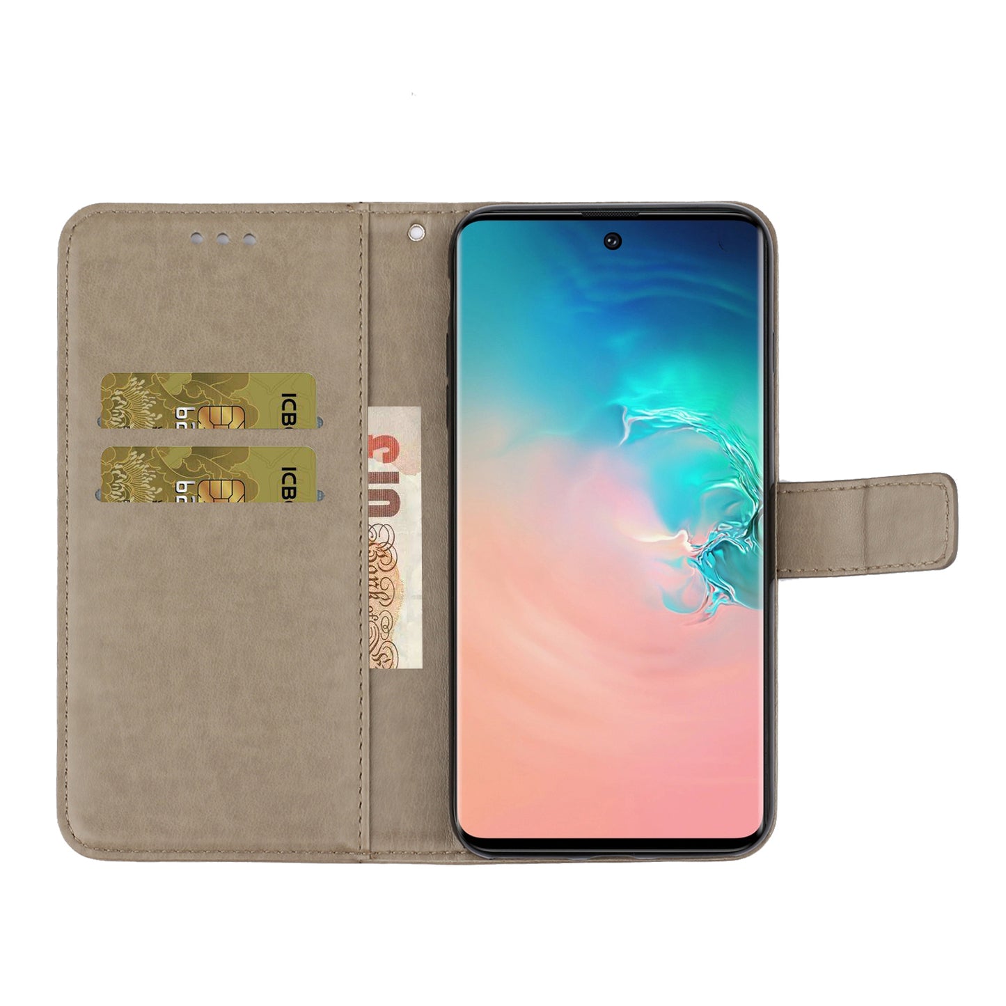 Imprint Dog Cell Phone Leather Wallet Case for Samsung Galaxy S20 Ultra - Grey