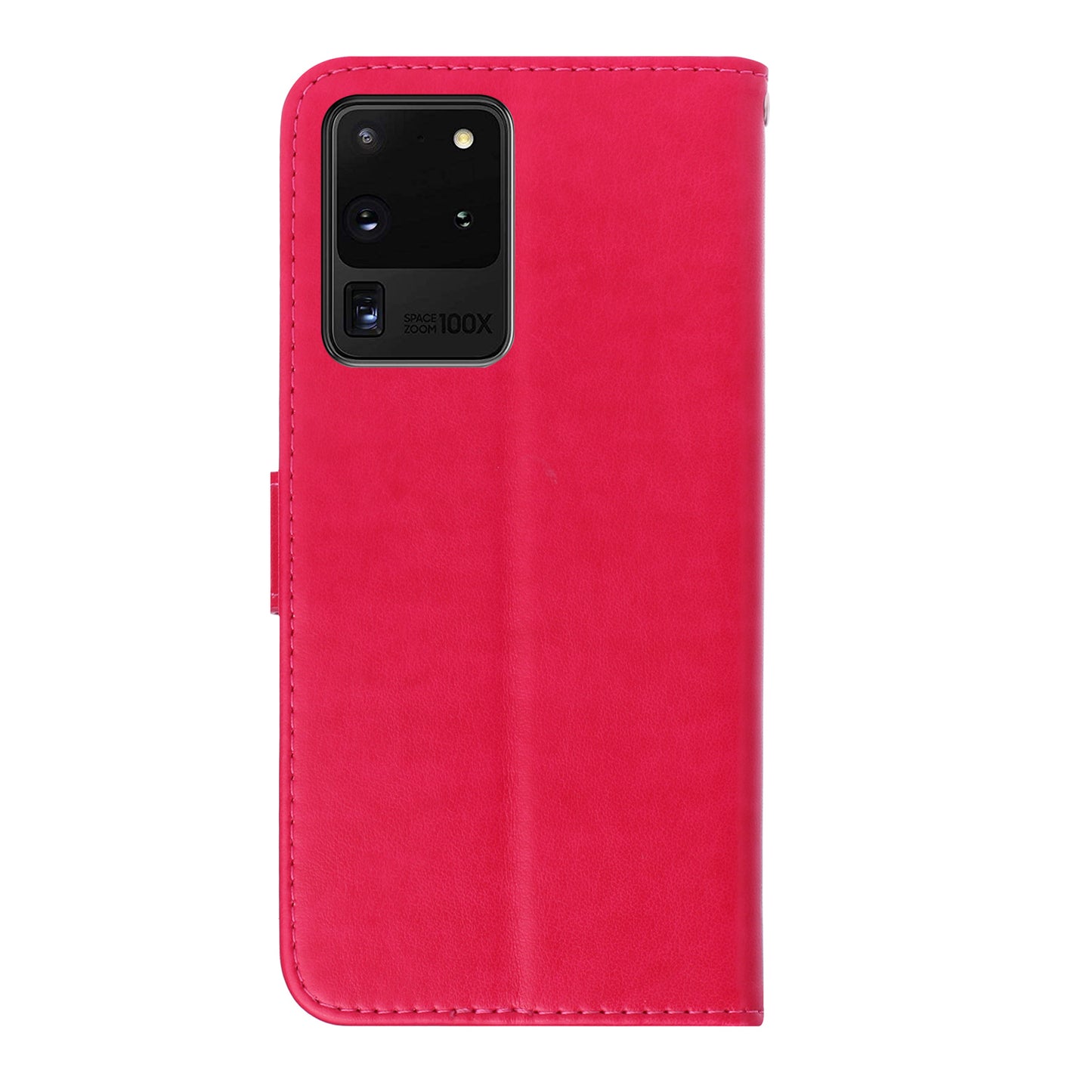 Imprint Dog Cell Phone Leather Wallet Case for Samsung Galaxy S20 Ultra - Red