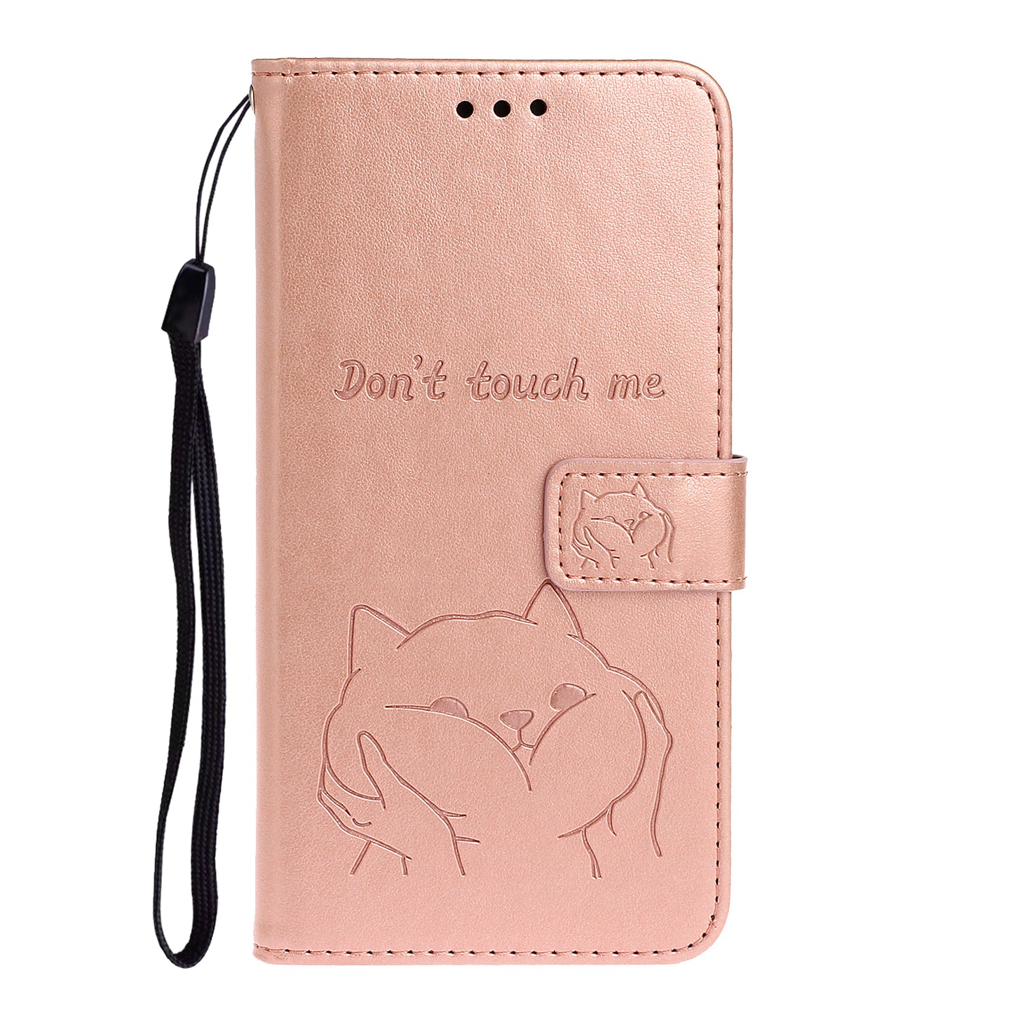 Imprint Dog Cell Phone Leather Wallet Case for Samsung Galaxy S20 Ultra - Rose Gold