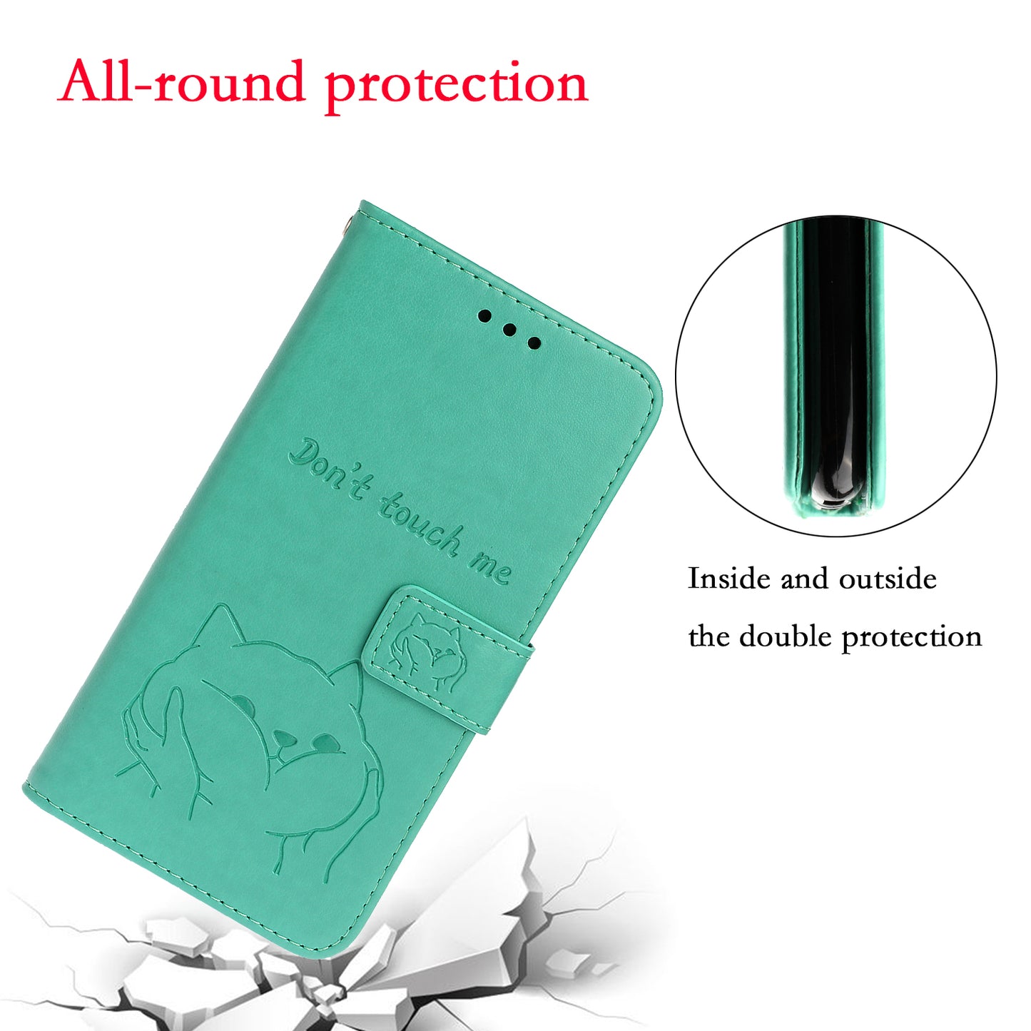 Imprint Dog Cell Phone Leather Wallet Case for Samsung Galaxy S20 Ultra - Cyan