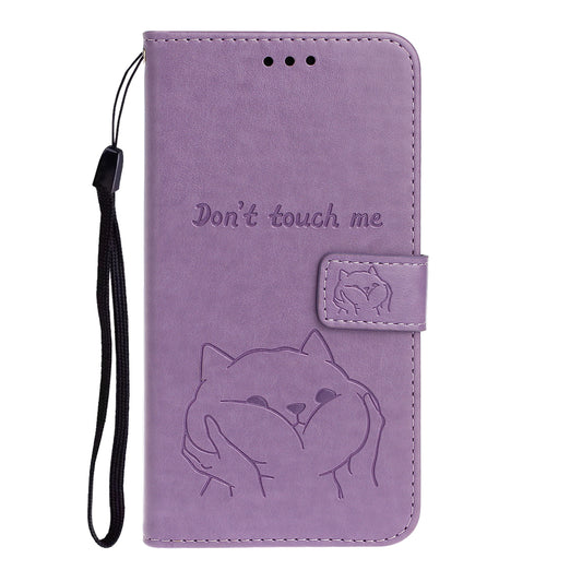 Imprint Dog Cell Phone Leather Wallet Case for Samsung Galaxy S20 Ultra - Purple