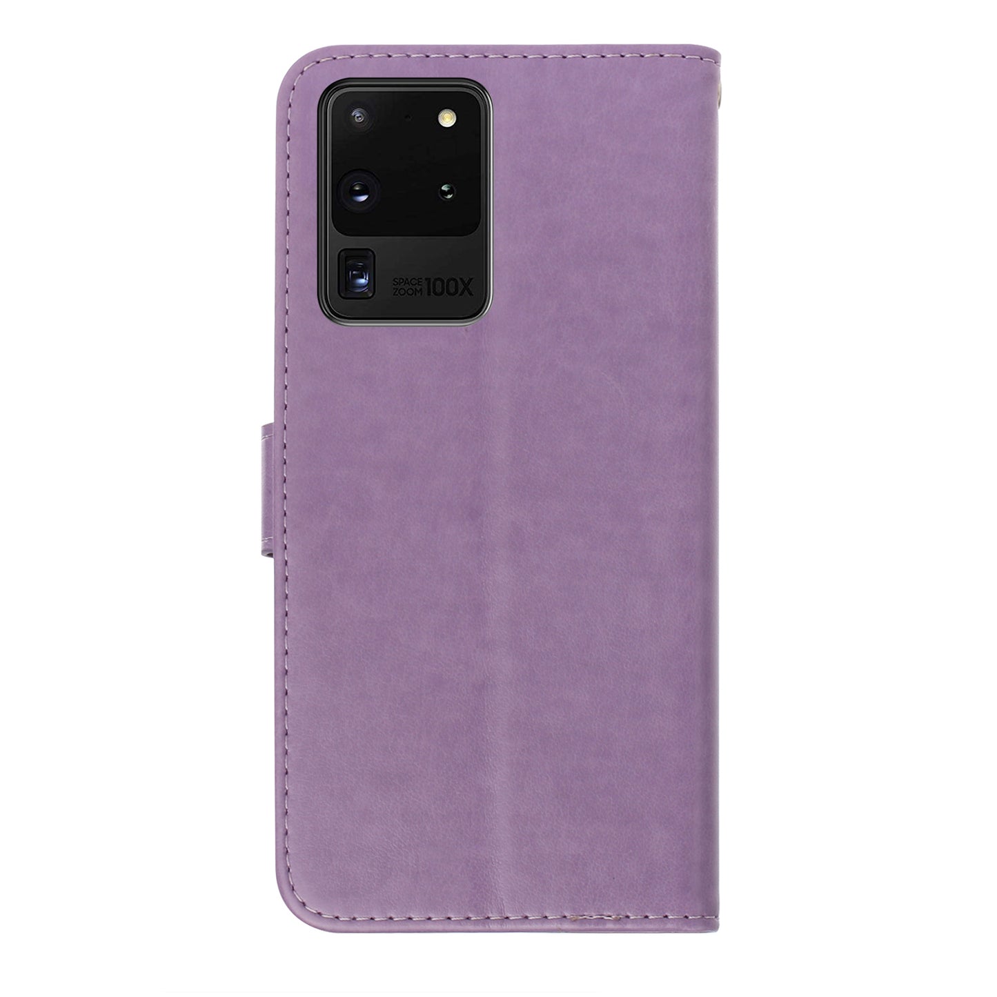 Imprint Dog Cell Phone Leather Wallet Case for Samsung Galaxy S20 Ultra - Purple