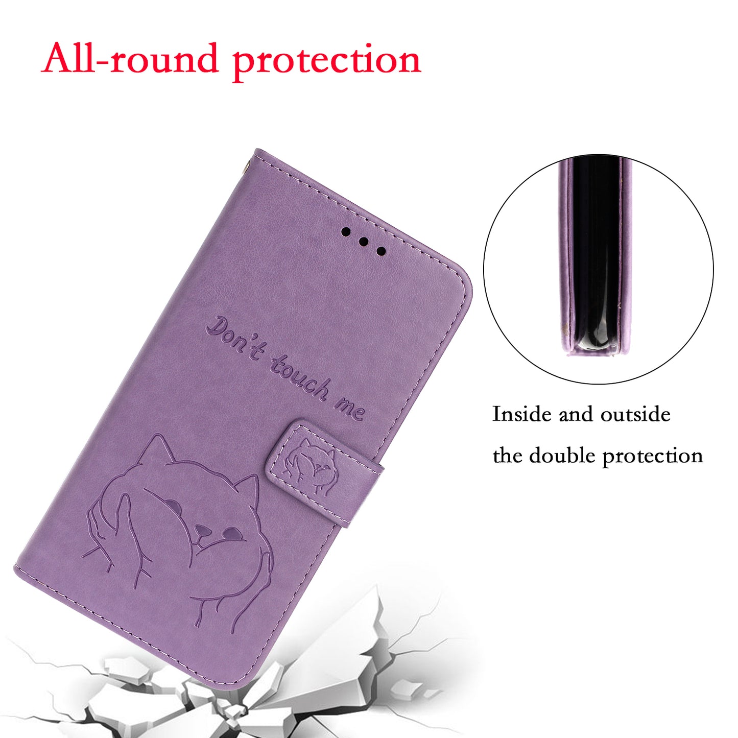 Imprint Dog Cell Phone Leather Wallet Case for Samsung Galaxy S20 Ultra - Purple
